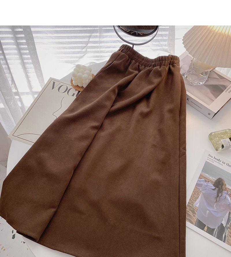 Solid color casual and versatile lazy A-shaped dress 5712