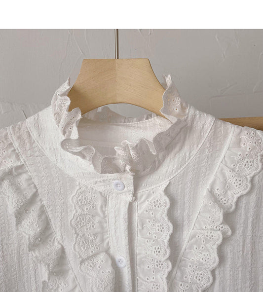 Blouse, women's foreign style, versatile stand collar top, fashion 6393