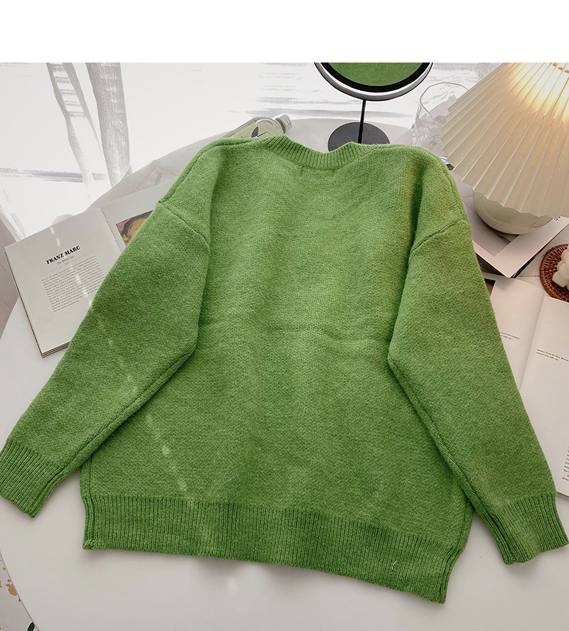 Korean age reducing loose long sleeve Pullover Top 5918