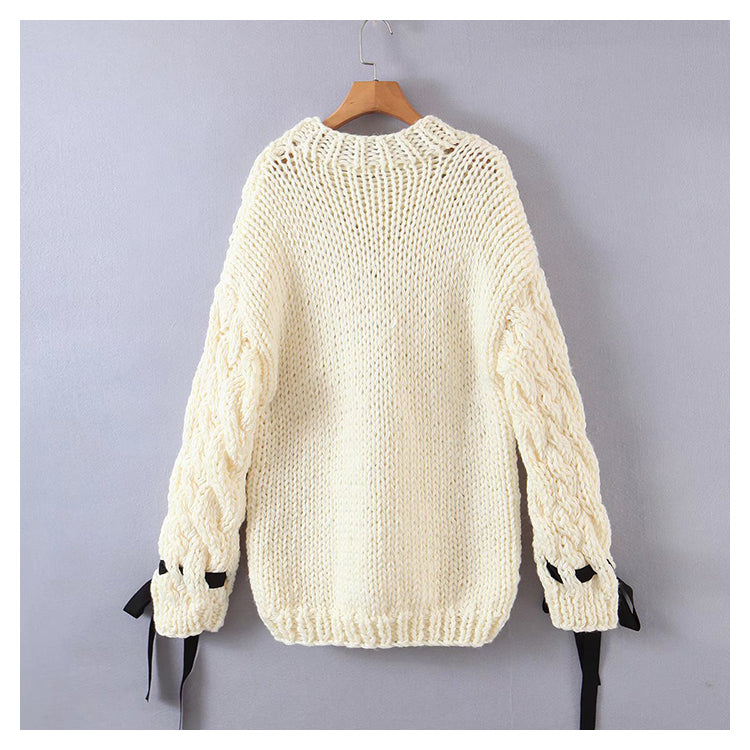 Loose and lazy wind twist knitted sweater 7446