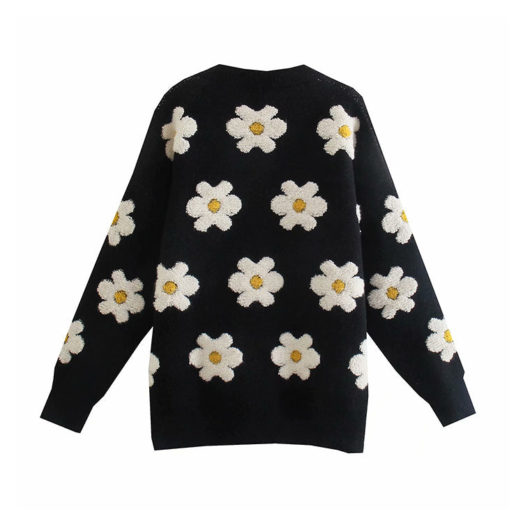 Daisy Hand Crocheted lazy wind loose sweater 7315