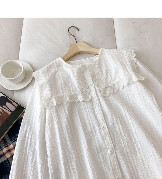 French niche doll collar shirt looks thin 6253