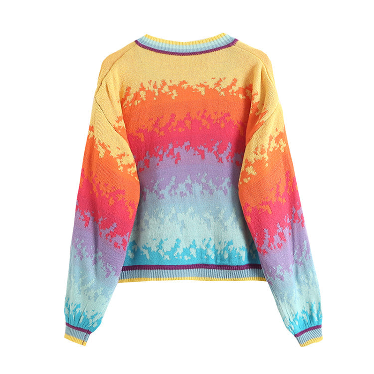 Mohair knitted cardigan women's loose foreign style sweater coat 7368