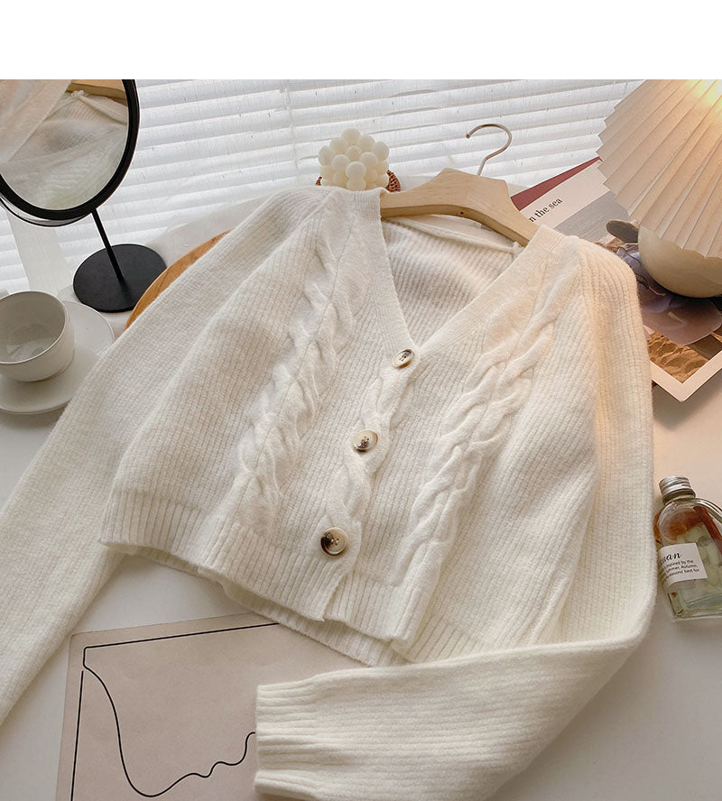 New Korean long sleeve short slim top 5981