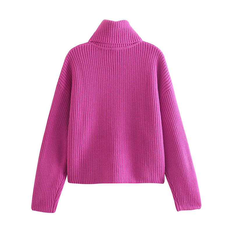 Versatile loose long sleeve stand neck sweater sweater sweater 7207
