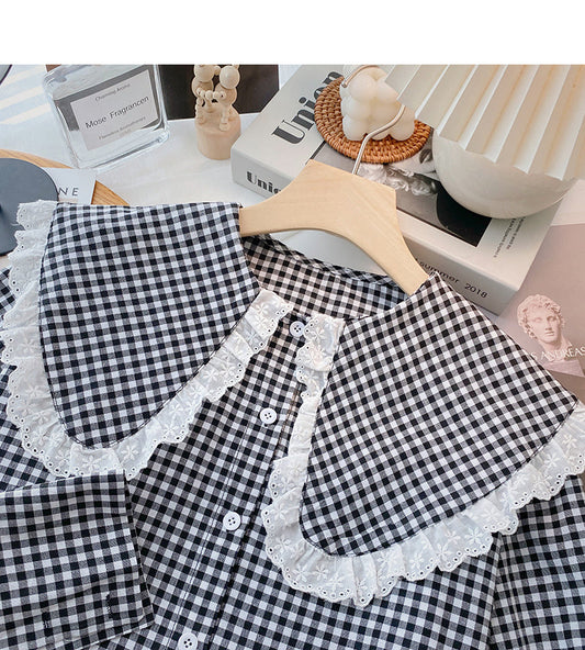 Lace Baby collar design shirt long sleeve top 6369
