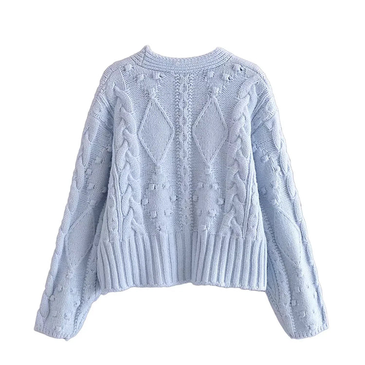 New artificial jewelry button knitted sweater cardigan coat 7330