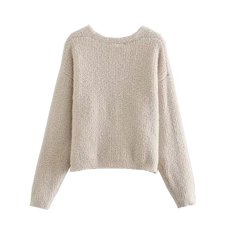 Loose and thin synthetic fur effect knitted coat 7510