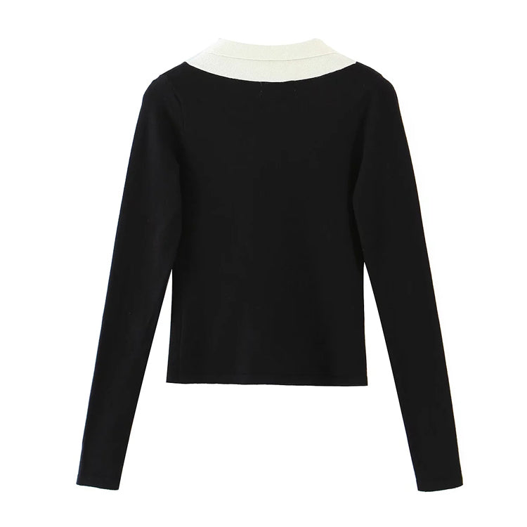 Ribbon design long sleeved sweater, foreign style and slim fit 7417