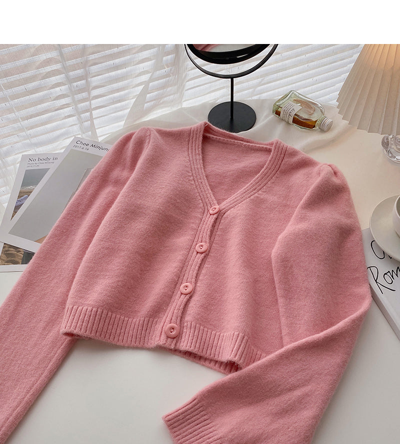 Korean fashion short high waist versatile small V-neck top fashion 5894