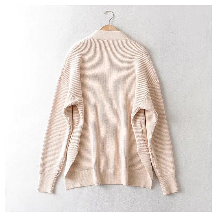 Lazy sweater loose pocket knit cardigan 7440