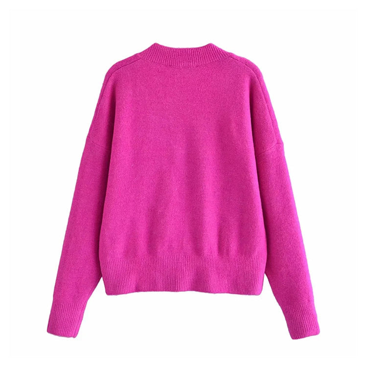 Versatile Soft Knit Long Sleeve V-neck rib knit 7313