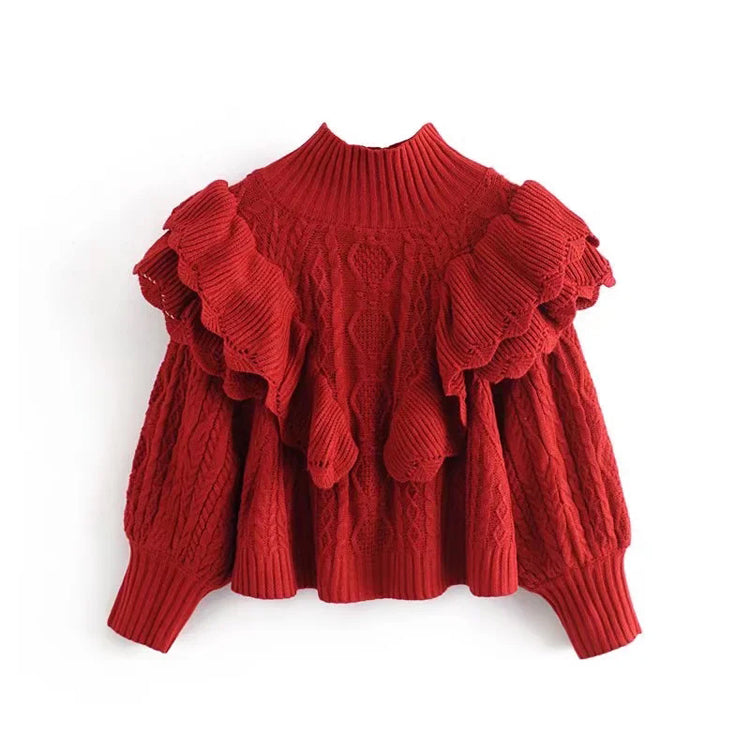 Versatile lace layered octet knit sweater 7455