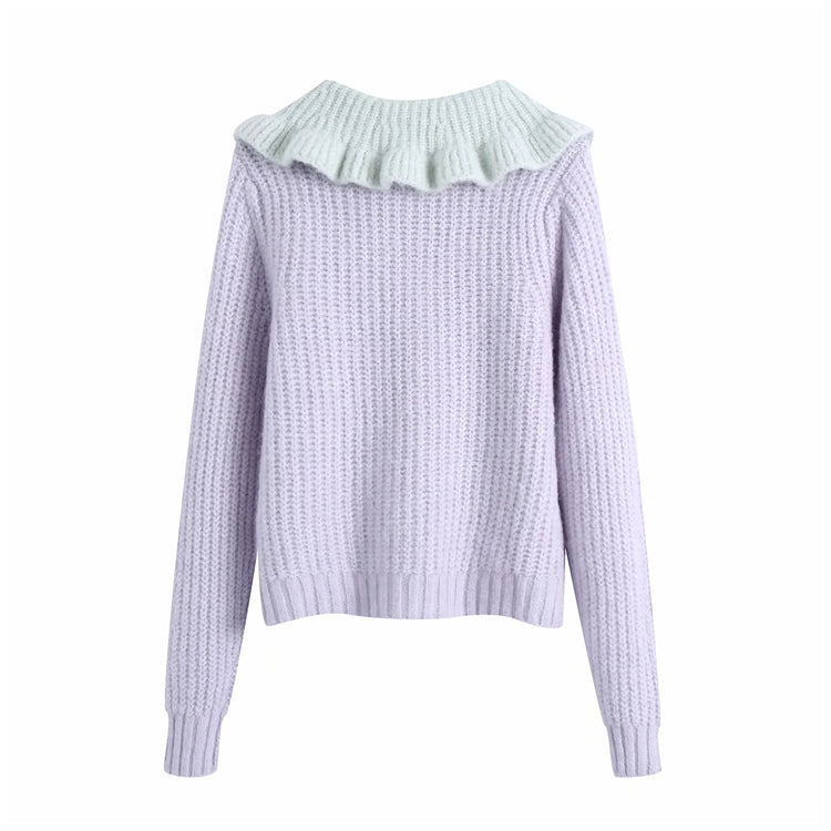Sweet ruffled baby collar sweater coat female 7152