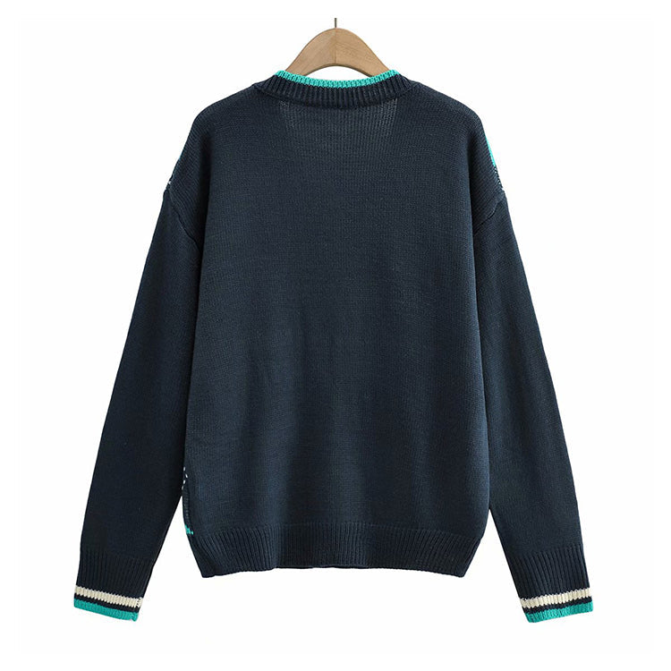 American Vintage diamond check V-Neck Sweater 7297