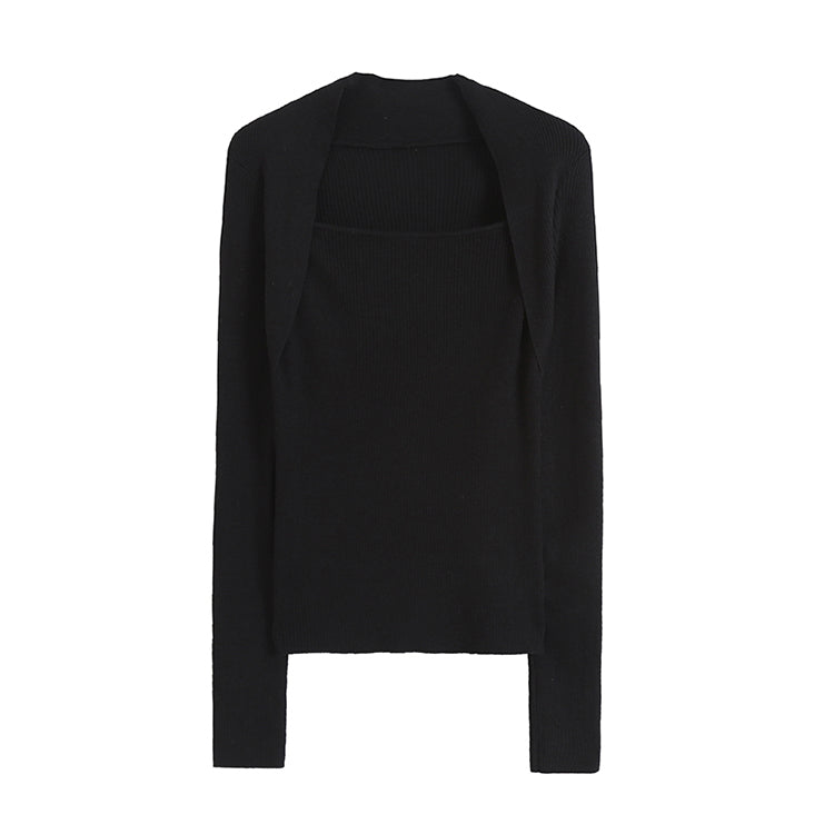 Sweet cool Spice Girl retro square collar chic sweater 7203