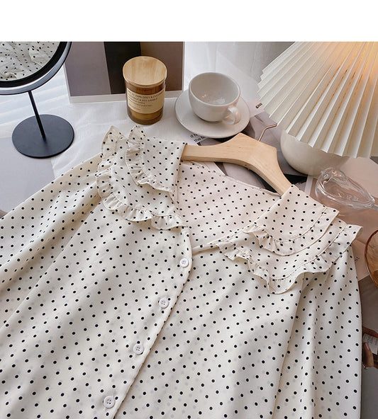 Baby collar lace design aging shirt 6407