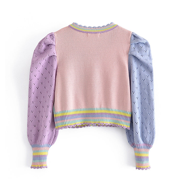 Fruit love embroidered knitted cardigan sweater coat 7310