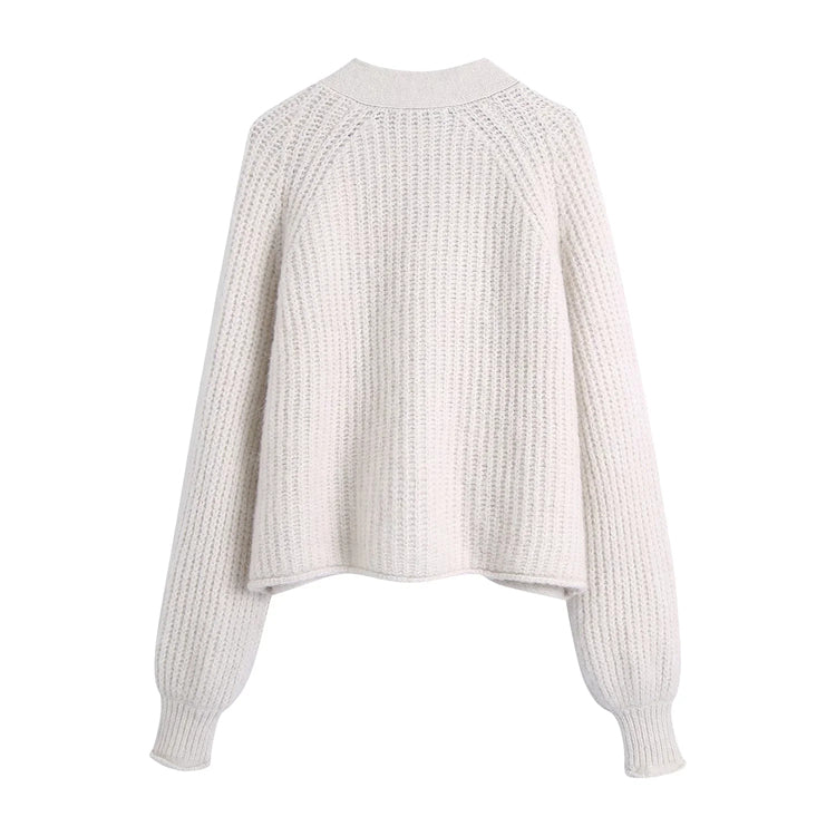 French loose casual spike knit cardigan sweater coat 7382