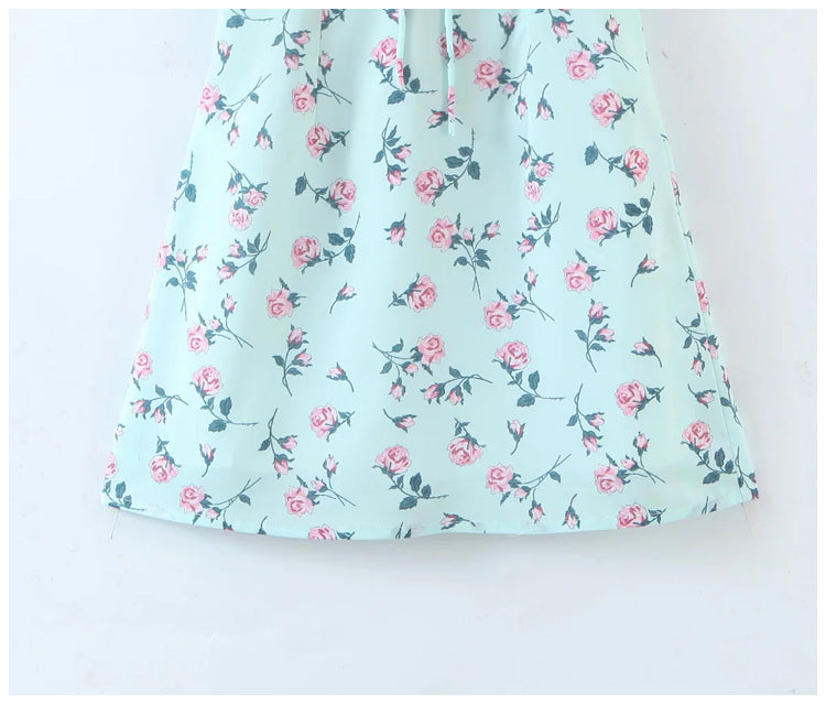 French retro Court Style Floral Skirt shows thin waist 7150
