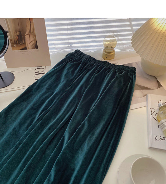 Korean slim and versatile comfortable high waist A-line skirt 5743