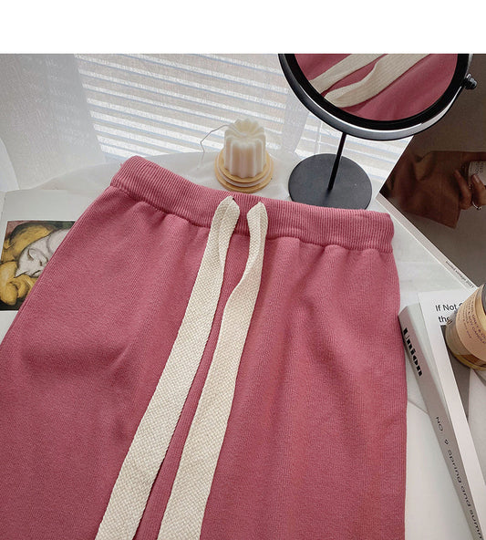 Korean version of lazy style versatile pop split skirt 5783