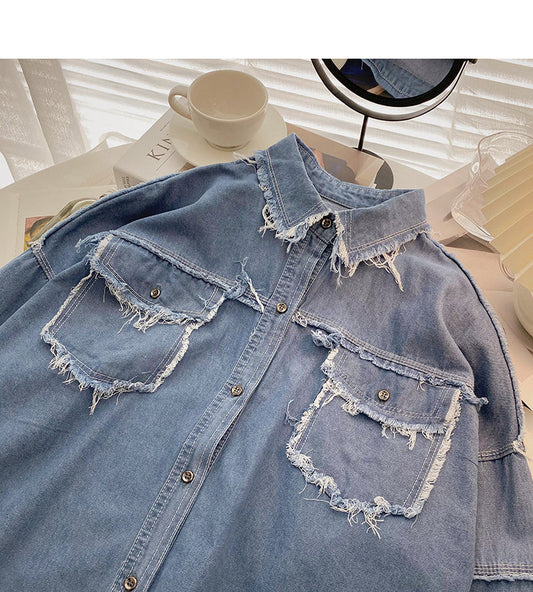 Lapel design, woolen Pocket Shirt coat, female 6321