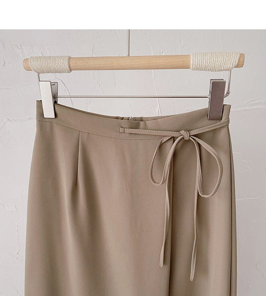 Korean minority design bandage high waist hanging skirt 5829