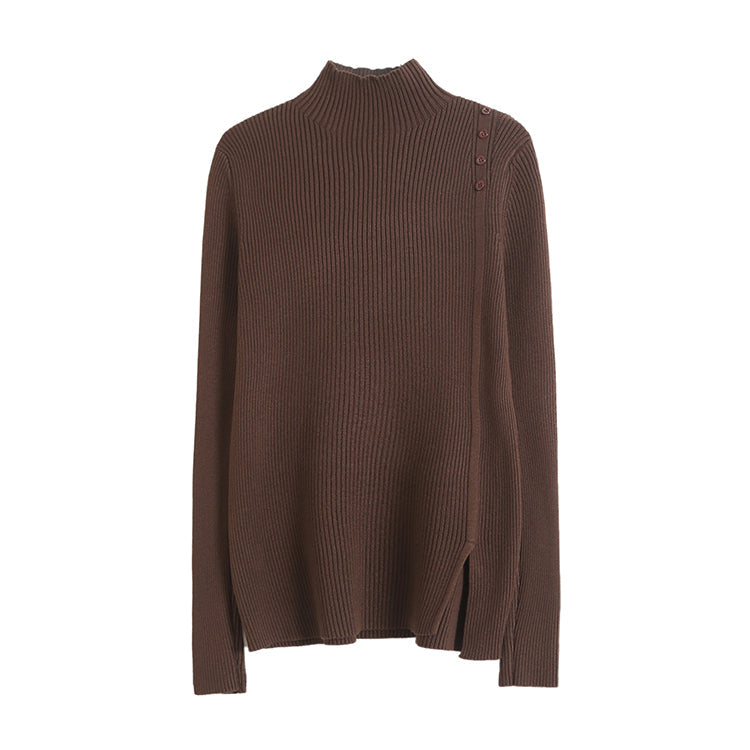 Simple basic versatile half high neck sweater 7527