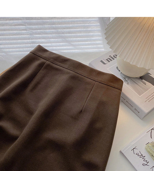 Retro casual slim split high waist A-line skirt 5772
