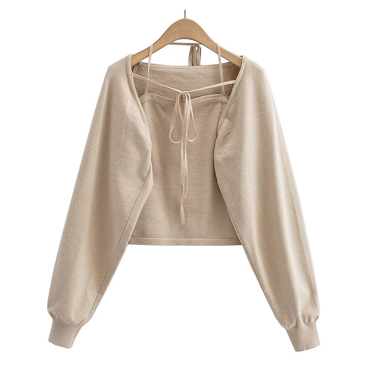 New built-in suspender blouse lazy cardigan top 7459