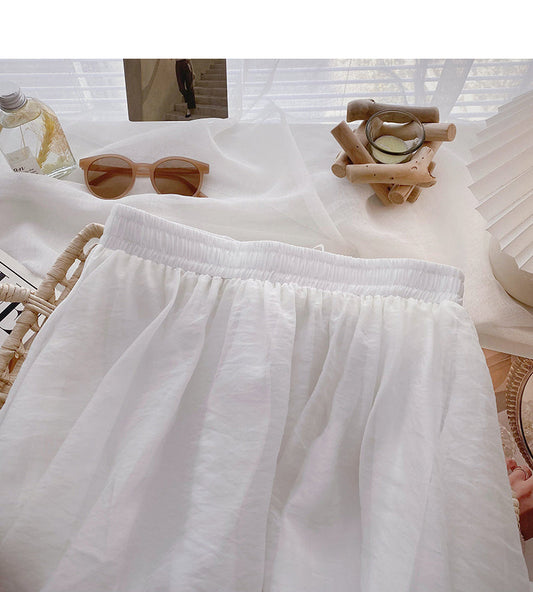 Korean version of slim and long A-line skirt with vertical feeling 5810