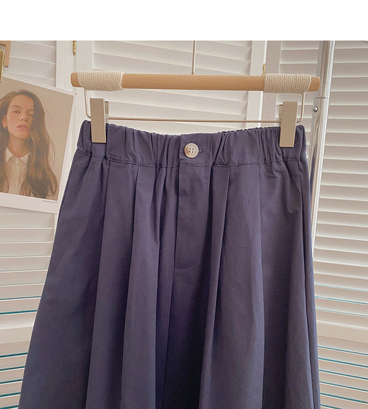 Hong Kong style high waist medium length A-shaped umbrella skirt 5830