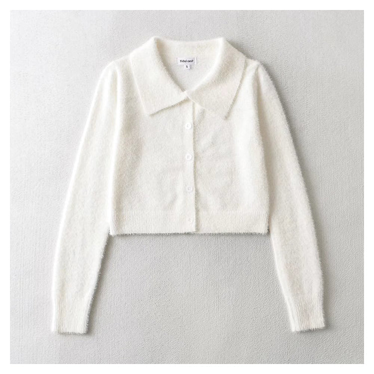 Vintage high waist navel top cardigan sweater 7431