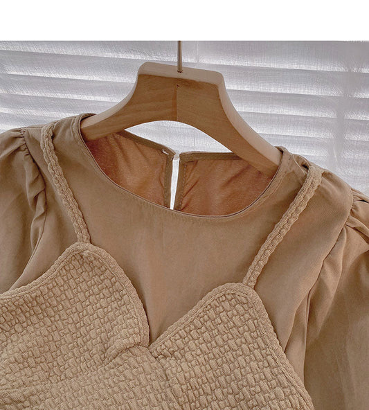 The new Korean design feels thin, short long sleeved top 6272