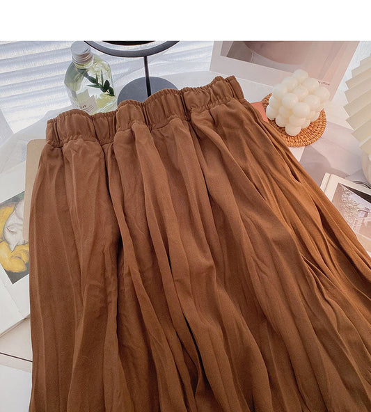 Hong Kong style solid color pleated skirt 5778