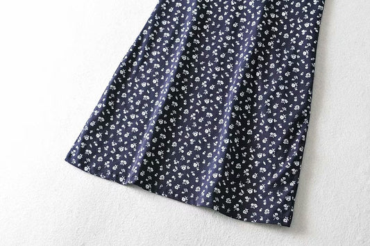 French retro pastoral flower girl slim suspender skirt 7027