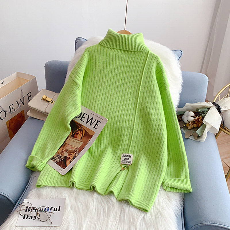 Lazy wind high neck sweater thickened bottomed Shirt Top 5208