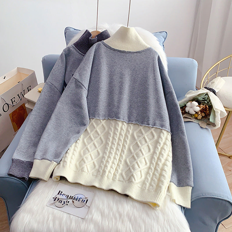 High neck sweater design sense of minority knitted bottoming shirt 5230