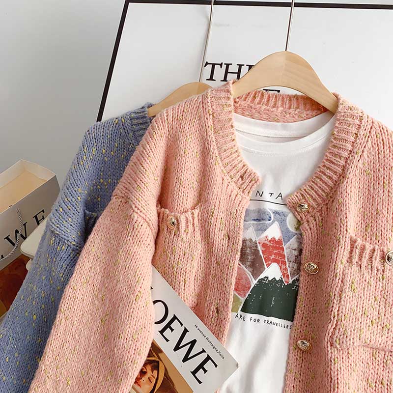 New small fragrance coat women's knitted cardigan 5174