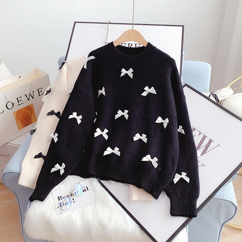 Gentle bow sweater sweater sweater top 5120