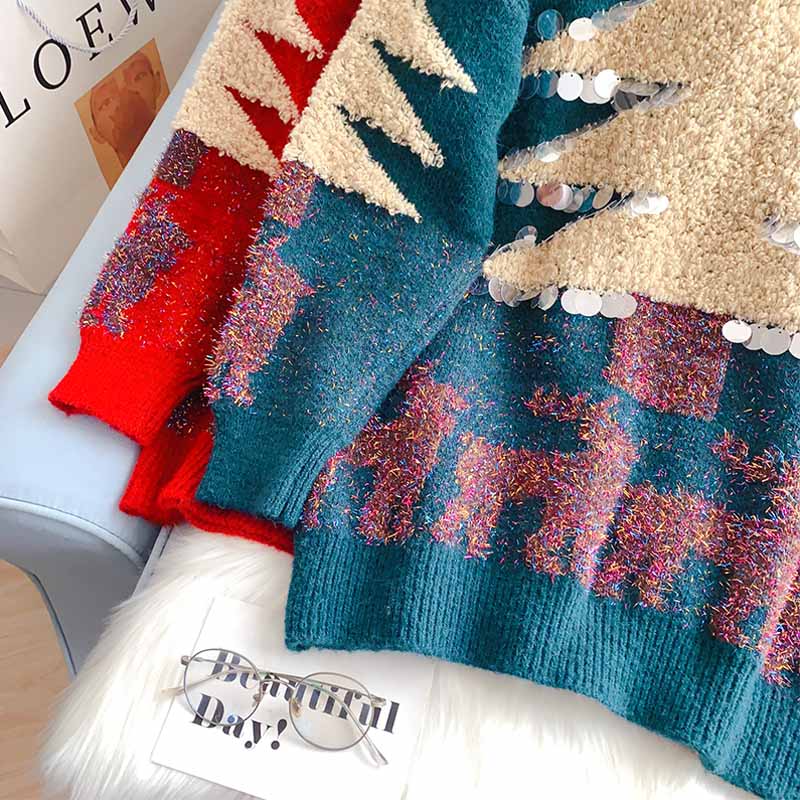 Exotic Christmas theme sweater sweater sweater top 5055