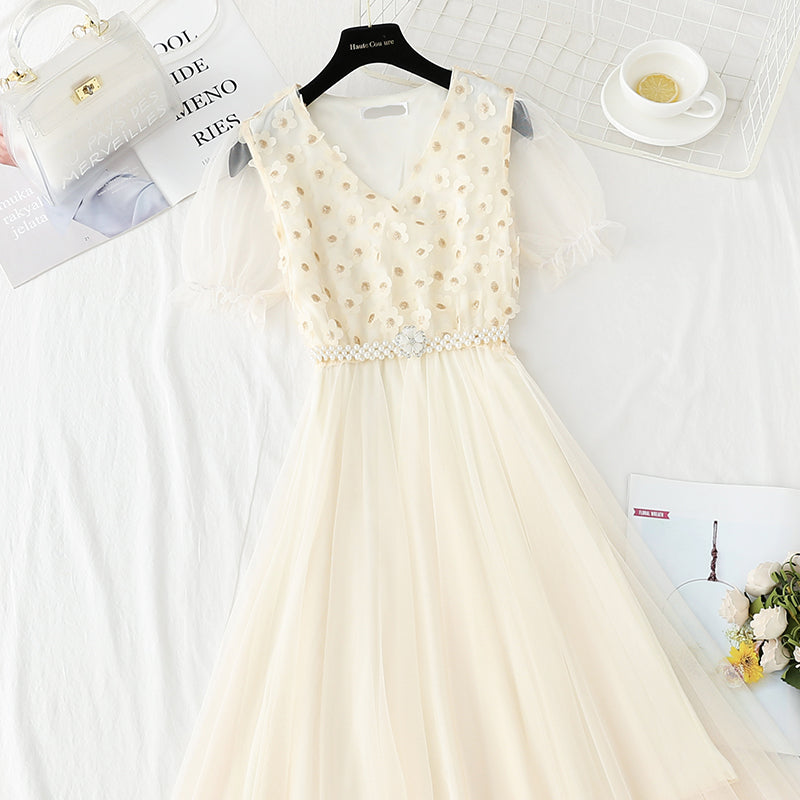 Long lace mesh skirt with slim waist 4895