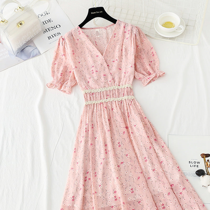 French Vintage chiffon dress with ruffle 4885
