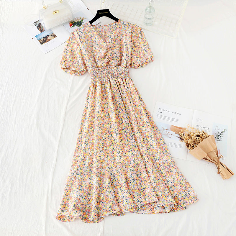 The new waist is slim, gentle, French retro skirt 4656