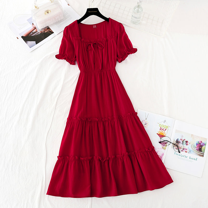 French retro cool wind square collar purple Fairy Dress 4169