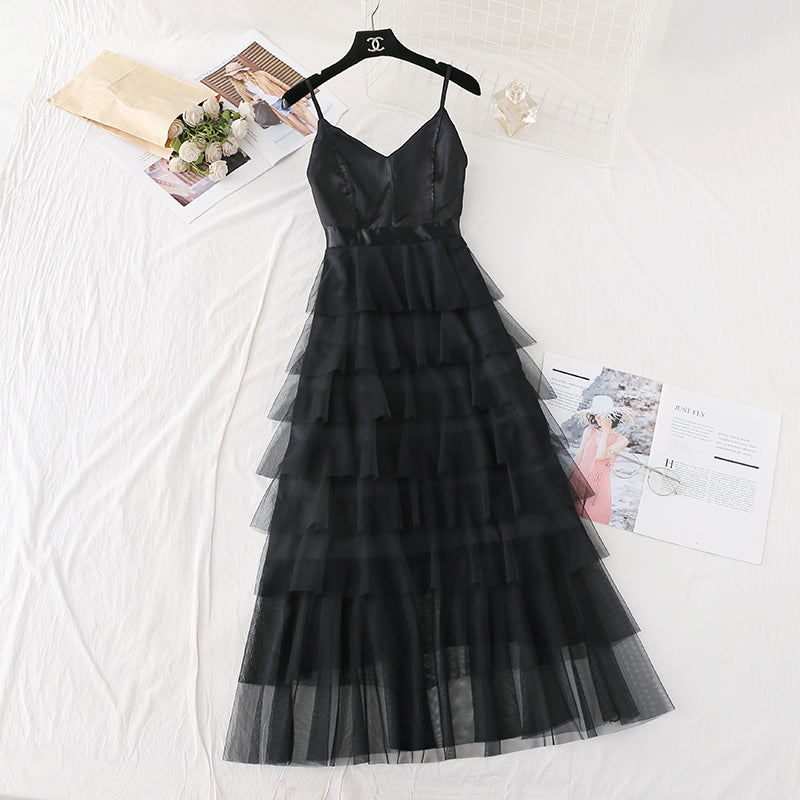 The new waist is slim, and the mesh cake skirt is long 4110