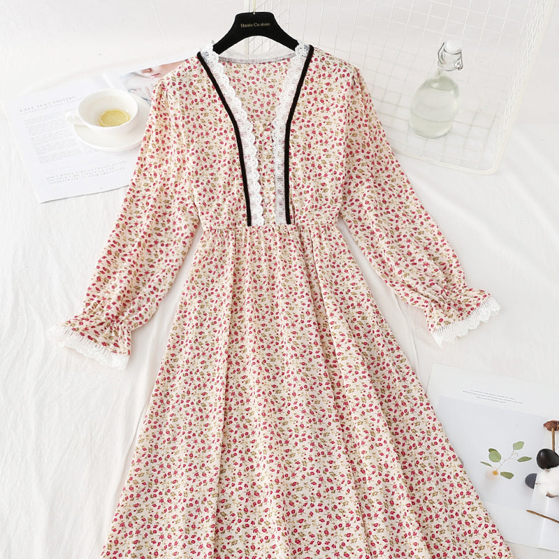 Slim skirt single breasted Chiffon floral skirt 4081
