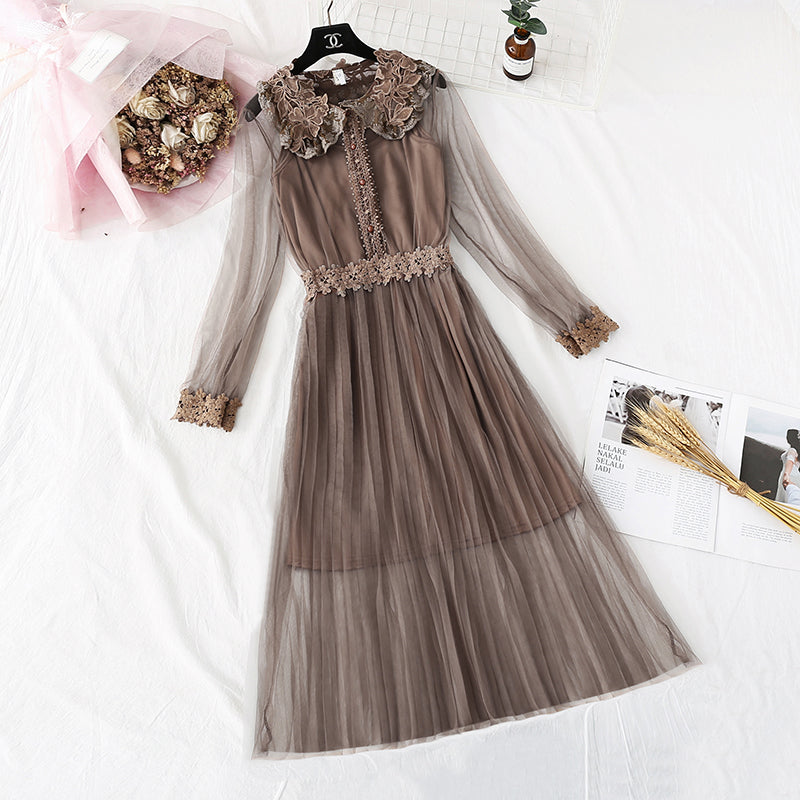 Lace flower mesh sling backing two-piece suit 3963