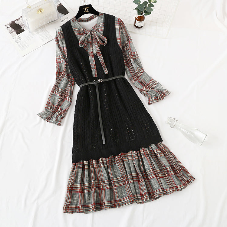 Fashion Net red chiffon bottomed dress for women 3865
